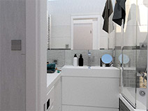 Rekonstrukce koupelny s nábytkem - návrh od bytového designéra