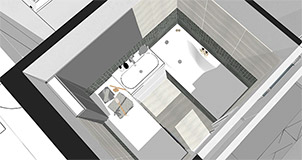 Rekonstrukce koupelny - návrh od bytového designéra